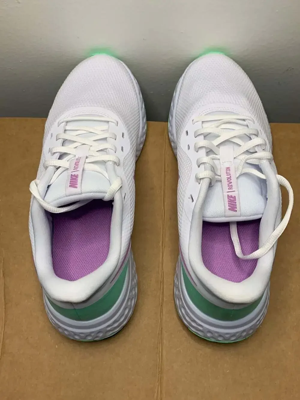 Women's Nike Revolution 5 White/Grey-Purple BQ3207-111, Size 10.5